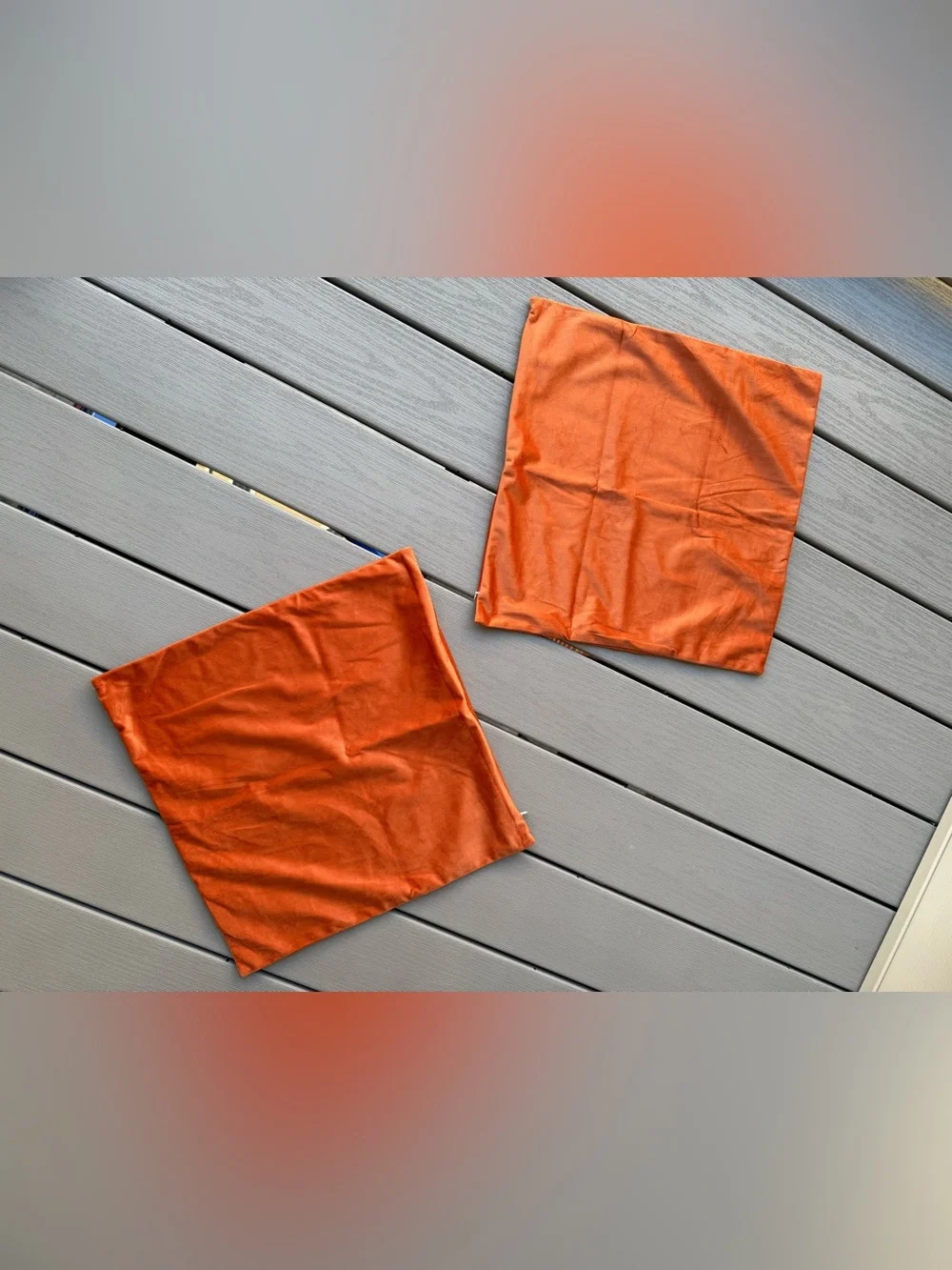 Burnt Orange Velvet Throw Pillow Covers – Set of 2 – Approx. 16” Square